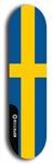 North American maple skateboard deck designed by underground artist BellyRash -- available in widths between 7.5 to 8.5 inches in both mellow concave and steep concave shapes. Artwork : 	Sweden	flag skateboard deck																				