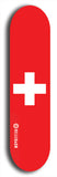 North American maple skateboard deck designed by underground artist BellyRash -- available in widths between 7.5 to 8.5 inches in both mellow concave and steep concave shapes. Artwork : 	Switzerland	flag skateboard deck																				