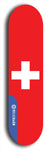 North American maple skateboard deck designed by underground artist BellyRash -- available in widths between 7.5 to 8.5 inches in both mellow concave and steep concave shapes. Artwork : 	Switzerland	flag skateboard deck																				