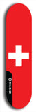 North American maple skateboard deck designed by underground artist BellyRash -- available in widths between 7.5 to 8.5 inches in both mellow concave and steep concave shapes. Artwork : 	Switzerland	flag skateboard deck																				