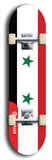 North American maple skateboard deck designed by underground artist BellyRash -- available in widths between 7.5 to 8.5 inches in both mellow concave and steep concave shapes. Artwork : 	Syria	flag skateboard deck																				