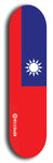 Taiwan flag skateboard deck. North American maple skateboard deck available in widths between 7.5 to 8.5 inches in both mellow concave and steep concave shapes.