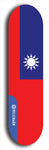 Taiwan flag skateboard deck. North American maple skateboard deck available in widths between 7.5 to 8.5 inches in both mellow concave and steep concave shapes.