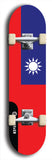 Taiwan flag skateboard deck. North American maple skateboard deck available in widths between 7.5 to 8.5 inches in both mellow concave and steep concave shapes.