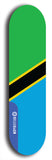 North American maple skateboard deck designed by underground artist BellyRash -- available in widths between 7.5 to 8.5 inches in both mellow concave and steep concave shapes. Artwork : 	Tanzania	flag skateboard deck																				