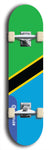 North American maple skateboard deck designed by underground artist BellyRash -- available in widths between 7.5 to 8.5 inches in both mellow concave and steep concave shapes. Artwork : 	Tanzania	flag skateboard deck																				