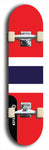 North American maple skateboard deck designed by underground artist BellyRash -- available in widths between 7.5 to 8.5 inches in both mellow concave and steep concave shapes. Artwork : 	Thailand	flag skateboard deck																				