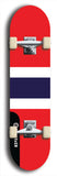 North American maple skateboard deck designed by underground artist BellyRash -- available in widths between 7.5 to 8.5 inches in both mellow concave and steep concave shapes. Artwork : 	Thailand	flag skateboard deck																				