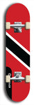 North American maple skateboard deck designed by underground artist BellyRash -- available in widths between 7.5 to 8.5 inches in both mellow concave and steep concave shapes. Artwork : 	Trinidad and Tobago	flag skateboard deck																				