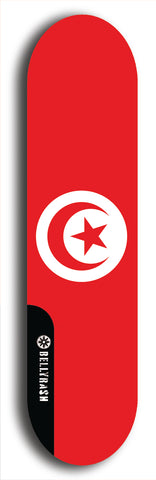 North American maple skateboard deck designed by underground artist BellyRash -- available in widths between 7.5 to 8.5 inches in both mellow concave and steep concave shapes. Artwork : 	Tunisia	flag skateboard deck																				