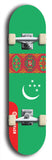 North American maple skateboard deck designed by underground artist BellyRash -- available in widths between 7.5 to 8.5 inches in both mellow concave and steep concave shapes. Artwork : 	Turkmenistan	flag skateboard deck																				