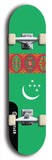 North American maple skateboard deck designed by underground artist BellyRash -- available in widths between 7.5 to 8.5 inches in both mellow concave and steep concave shapes. Artwork : 	Turkmenistan	flag skateboard deck																				