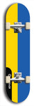 North American maple skateboard deck designed by underground artist BellyRash -- available in widths between 7.5 to 8.5 inches in both mellow concave and steep concave shapes. Artwork : 	Ukraine	flag skateboard deck																				