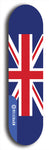 North American maple skateboard deck designed by underground artist BellyRash -- available in widths between 7.5 to 8.5 inches in both mellow concave and steep concave shapes. Artwork : 	United Kingdom	flag skateboard deck																				