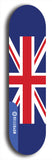 North American maple skateboard deck designed by underground artist BellyRash -- available in widths between 7.5 to 8.5 inches in both mellow concave and steep concave shapes. Artwork : 	United Kingdom	flag skateboard deck																				