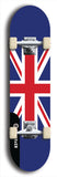North American maple skateboard deck designed by underground artist BellyRash -- available in widths between 7.5 to 8.5 inches in both mellow concave and steep concave shapes. Artwork : 	United Kingdom	flag skateboard deck																				