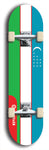 North American maple skateboard deck designed by underground artist BellyRash -- available in widths between 7.5 to 8.5 inches in both mellow concave and steep concave shapes. Artwork : 	Uzbekistan	flag skateboard deck																				