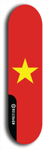 North American maple skateboard deck designed by underground artist BellyRash -- available in widths between 7.5 to 8.5 inches in both mellow concave and steep concave shapes. Artwork : 	Vietnam	flag skateboard deck																				