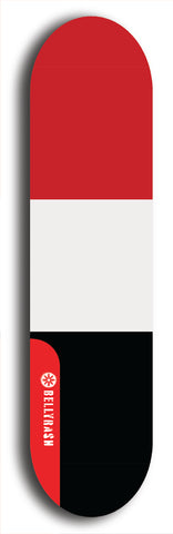 North American maple skateboard deck designed by underground artist BellyRash -- available in widths between 7.5 to 8.5 inches in both mellow concave and steep concave shapes. Artwork : 	Yemen	flag skateboard deck																				