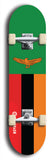 North American maple skateboard deck designed by underground artist BellyRash -- available in widths between 7.5 to 8.5 inches in both mellow concave and steep concave shapes. Artwork : 	Zambia	flag skateboard deck																				