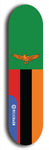 North American maple skateboard deck designed by underground artist BellyRash -- available in widths between 7.5 to 8.5 inches in both mellow concave and steep concave shapes. Artwork : 	Zambia	flag skateboard deck																				