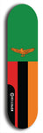 North American maple skateboard deck designed by underground artist BellyRash -- available in widths between 7.5 to 8.5 inches in both mellow concave and steep concave shapes. Artwork : 	Zambia	flag skateboard deck																				