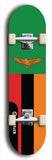 North American maple skateboard deck designed by underground artist BellyRash -- available in widths between 7.5 to 8.5 inches in both mellow concave and steep concave shapes. Artwork : 	Zambia	flag skateboard deck																				