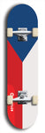 North American maple skateboard deck designed by underground artist BellyRash -- available in widths between 7.5 to 8.5 inches in both mellow concave and steep concave shapes. Artwork : 	Czechia (Czech Republic)	flag skateboard deck																				
