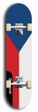 North American maple skateboard deck designed by underground artist BellyRash -- available in widths between 7.5 to 8.5 inches in both mellow concave and steep concave shapes. Artwork : 	Czechia (Czech Republic)	flag skateboard deck																				