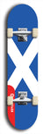 Scotland flag skateboard deck. North American maple skateboard deck available in widths between 7.5 to 8.5 inches in both mellow concave and steep concave shapes.