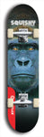 Skateboard deck: Limited edition, North American maple skateboard deck designed by underground artist BellyRash - available widths 7.5 to 8.5 inches in both mellow concave and steep concave shapes. Artwork: SQUISHY logo brand popsicle-shaped deck with graffiti or street art background