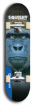 Skateboard deck: Limited edition, North American maple skateboard deck designed by underground artist BellyRash - available widths 7.5 to 8.5 inches in both mellow concave and steep concave shapes. Artwork: SQUISHY logo brand popsicle-shaped deck with graffiti or street art background