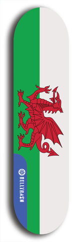 Wales flag skateboard deck. North American maple skateboard deck available in widths between 7.5 to 8.5 inches in both mellow concave and steep concave shapes.