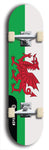 Wales flag skateboard deck. North American maple skateboard deck available in widths between 7.5 to 8.5 inches in both mellow concave and steep concave shapes.