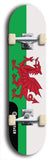 Wales flag skateboard deck. North American maple skateboard deck available in widths between 7.5 to 8.5 inches in both mellow concave and steep concave shapes.