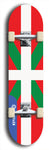 North American maple skateboard deck designed by underground artist BellyRash -- available in widths between 7.5 to 8.5 inches in both mellow concave and steep concave shapes. Artwork : 	Basque Country flag skateboard deck																		