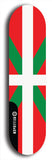 North American maple skateboard deck designed by underground artist BellyRash -- available in widths between 7.5 to 8.5 inches in both mellow concave and steep concave shapes. Artwork : 	Basque Country flag skateboard deck																				