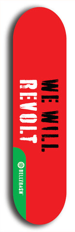 North American maple skateboard deck designed by underground artist BellyRash -- available in widths between 7.5 to 8.5 inches in both mellow concave and steep concave shapes from the BellyRash Limited Edition Blitz Deck series: Defyant Giant