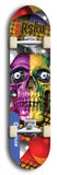 Limited edition, North American maple skateboard deck designed by underground artist BellyRash -- available in widths 7.5 to 8.5 inches in both mellow concave and steep concave shapes. Artwork: 8Rsku brand popsicle-shaped skateboard deck.