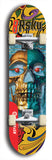 Limited edition, North American maple skateboard deck designed by underground artist BellyRash -- available in widths 7.5 to 8.5 inches in both mellow concave and steep concave shapes. Artwork: 8Rsku brand popsicle-shaped skateboard deck.