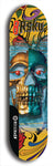 Limited edition, North American maple skateboard deck designed by underground artist BellyRash -- available in widths 7.5 to 8.5 inches in both mellow concave and steep concave shapes. Artwork: 8Rsku brand popsicle-shaped skateboard deck.