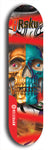 Limited edition, North American maple skateboard deck designed by underground artist BellyRash -- available in widths 7.5 to 8.5 inches in both mellow concave and steep concave shapes. Artwork: 8Rsku brand popsicle-shaped skateboard deck.