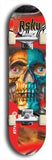 Limited edition, North American maple skateboard deck designed by underground artist BellyRash -- available in widths 7.5 to 8.5 inches in both mellow concave and steep concave shapes. Artwork: 8Rsku brand popsicle-shaped skateboard deck.