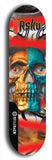 Limited edition, North American maple skateboard deck designed by underground artist BellyRash -- available in widths 7.5 to 8.5 inches in both mellow concave and steep concave shapes. Artwork: 8Rsku brand popsicle-shaped skateboard deck.