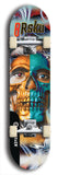 Limited edition, North American maple skateboard deck designed by underground artist BellyRash -- available in widths 7.5 to 8.5 inches in both mellow concave and steep concave shapes. Artwork: 8Rsku brand popsicle-shaped skateboard deck.