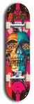 Limited edition, North American maple skateboard deck designed by underground artist BellyRash -- available in widths 7.5 to 8.5 inches in both mellow concave and steep concave shapes. Artwork: 8Rsku brand popsicle-shaped skateboard deck.