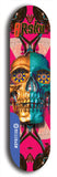 Limited edition, North American maple skateboard deck designed by underground artist BellyRash -- available in widths 7.5 to 8.5 inches in both mellow concave and steep concave shapes. Artwork: 8Rsku brand popsicle-shaped skateboard deck.