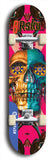 Limited edition, North American maple skateboard deck designed by underground artist BellyRash -- available in widths 7.5 to 8.5 inches in both mellow concave and steep concave shapes. Artwork: 8Rsku brand popsicle-shaped skateboard deck.