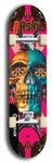 Limited edition, North American maple skateboard deck designed by underground artist BellyRash -- available in widths 7.5 to 8.5 inches in both mellow concave and steep concave shapes. Artwork: 8Rsku brand popsicle-shaped skateboard deck.