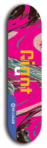 Skateboard deck: Limited edition, North American maple skateboard deck designed by underground artist BellyRash - available widths 7.5 to 8.5 inches in both mellow concave and steep concave shapes. Artwork: GIANT logo brand popsicle-shaped deck